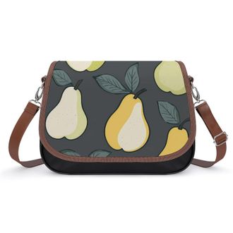 Generic Cute Pears Pattern Crossbody Bags for Women Fashion Leather Shoulder Handbags With Adjustable Strap