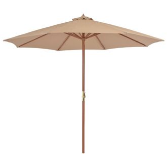 Berkfield Home Outdoor Parasol with Wooden Pole 300 cm Taupe in Beige
