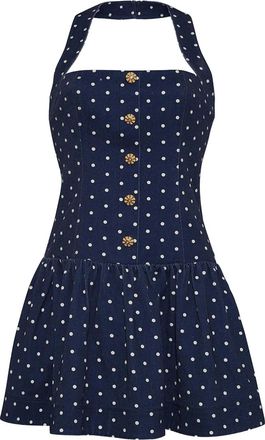 Cara Cara Felicity polka-dot buttoned mini dress - Blue