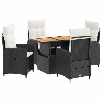 vidaXL Juego De Comedor Para Exteriores 5 Pcs Negro Y Crema Vidaxl