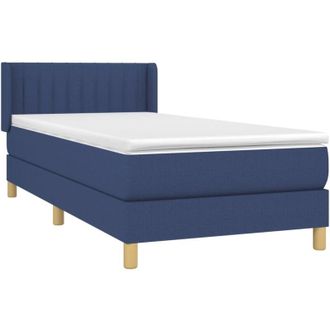 vidaXL Cama Box Spring Con Colch&oacute;n Tela Azul 100x200 Cm Vidaxl
