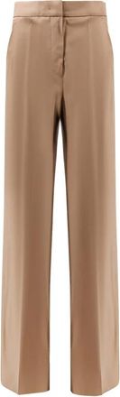 Max Mara Fernet Broeken - Dames - Wijde Broeken - Bruin - XL - Wol - Broeken