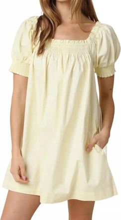 Olivaceous Sophie Smocked Dress In Butter Yellow