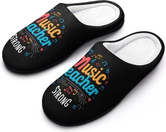 Generic Music Teacher Strong Mens Cozy Cotton Slippers with Memory Foam Lightweight Anti-skid House Shoes for Indoor Outdoor
