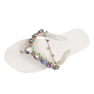 Generic Sparkly Sandals for Women,Womens Ladies Sandals Glitter Sliders Summer Thong Sandal Flat Sandal for Women Sparkly Shoes Flip-Flop,Beach Pool Shoes Non