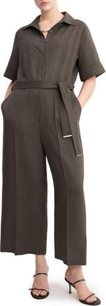 Mango Lyocell Button-Up Jumpsuit in Brown at Nordstrom, Size X-Large