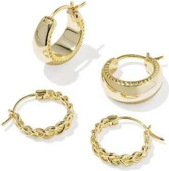 Kendra Scott Gabriella Set of 2 Huggie Hoop Earrings in Gold at Nordstrom