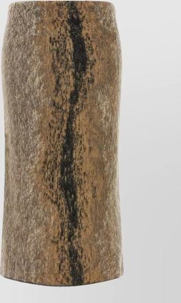 Nude wool midi fitted skirt