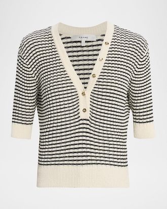 Frame Denim The Stripe V-Neck Top