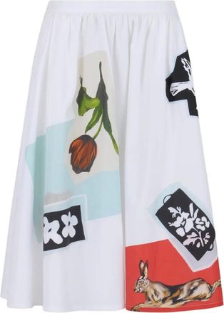 Marni Gonna midi con design patchwork - Bianco