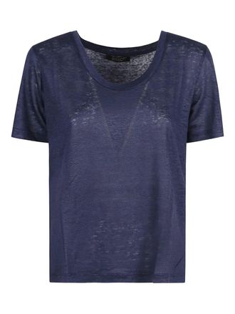 Aragona linen T-shirt - women - Linen/Flax - 44 - Blue