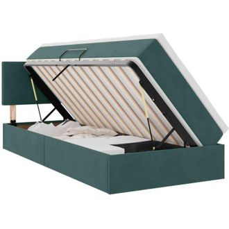vidaXL Bed with Mattress with LED Dark Green 90 x 200 cm Velvet vidaXL