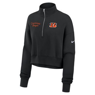Nike Cincinnati Bengals Phoenix Nike Womens NFL Cropped 1/4-Zip Crew in Black | 01N900A9A-DJR