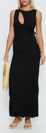 Princess Polly Cymone Texture Cutout Sleeveless Maxi Dress in Black at Nordstrom, Size 10