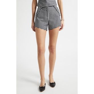 Poss&eacute; Chiara Check Shorts in Black/White at Nordstrom, Size Xx-Large