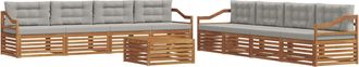 vidaXL Conjunto De Sof&aacute;s De Exterior 9 Uds. Natural Y Gris Claro Vidaxl