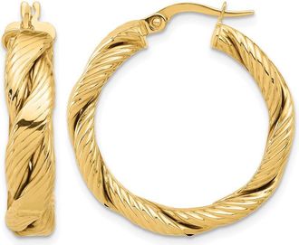 Diamond2Deal 14K Yellow Gold Textured Braided Hoop Earrings 28.55 mm