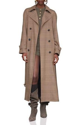 Avec Les Filles Oversized Plaid Maxi Trench Coat in Brown Plaid at Nordstrom Rack, Size Small