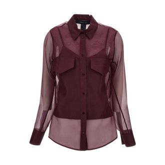 Federica Tosi Shirts, female, Red, Size: L Sheer Silk Organza Blouse