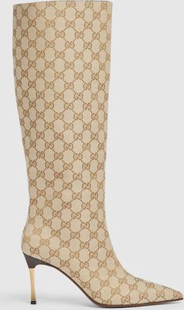 Gucci Womens Bombshell Boot, Beige, GG Canvas