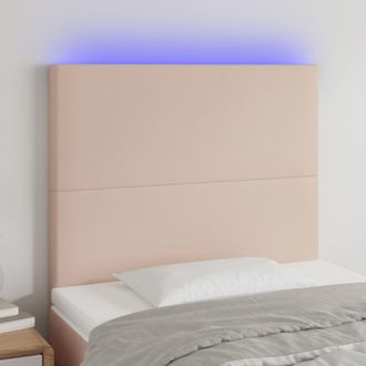 vidaXL Cabecero Con Luces Led Cuero Sint&eacute;tico Capuchino 90x5x118/128cm Vidaxl