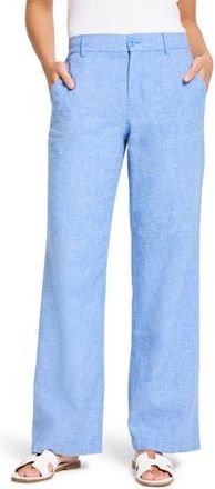 Nic+Zoe Eliot Cotton & Linen Wide Leg Pants in Blue Mix at Nordstrom Rack, Size 12