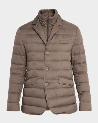 Herno Men & apos;s Quilted Blazer w/ Bib