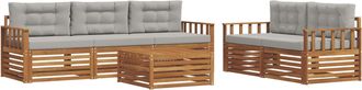 vidaXL Conjunto De Sof&aacute;s De Exterior 6 Uds. Gris Natural Y Claro Vidaxl