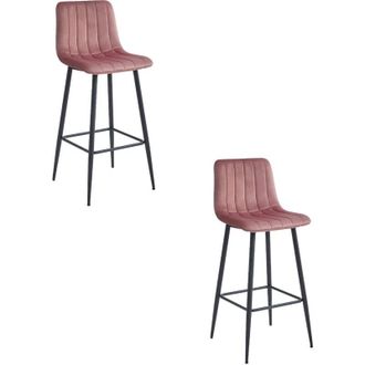 OEM Taburete Pozza - Terciopelo Rosa Oscuro / Patas Negras X 2