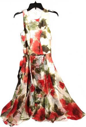 Carmen Marc Valvo Vintage Women Floral Sundress & Belt In Multicolor