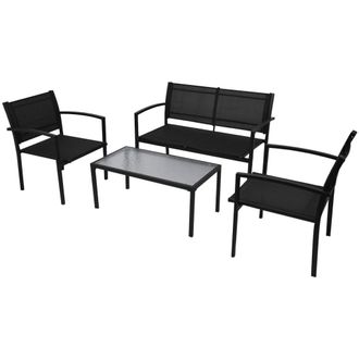 vidaXL Set De Muebles De Jard&iacute;n 4 Piezas Textilene Negro Vidaxl