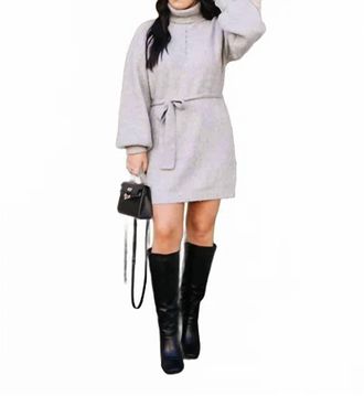 Crescent Audrina Turtleneck Sweater Dress In Grey