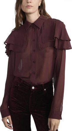 Frame Denim Silk Cape Blouse In Cabernet