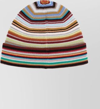 Paul Smith multicolor striped knitted hat with turn-up brim