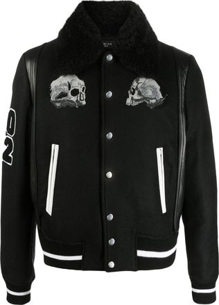 Amiri Wes Lang varsity jacket - men - Nylon/Viscose/Wool/Polyester/Calf Leather - 44 - Black
