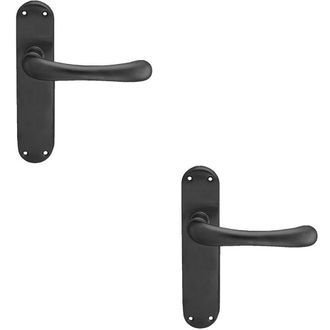 Loops 2x PAIR Smooth Rounded Handle on Shaped Latch Backplate 185 x 42mm Matt Black