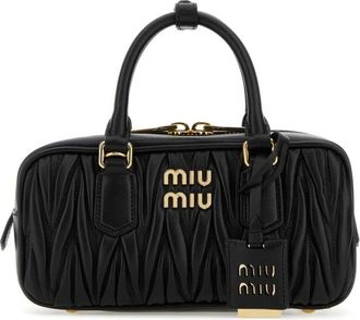 Miu Miu Black Leather Arcadie Handbag