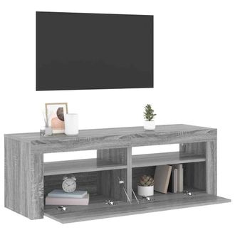 Berkfield Home TV Cabinet with LED Lights Grey Sonoma 120x35x40 cm | Size: 120 x 35 x 40 cm