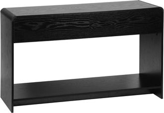 Sweeek Sweeek - Console with 2 drawers and 1 shelf, rounded wood effect, Milo, Black, 120x40x70 cm