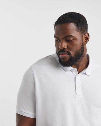 Jacamo Pure Cotton Pique Polo Long- White
