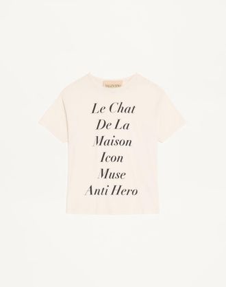 Valentino Valentino Cotton T-Shirt with Le Chat de la Maison Icon Muse Anti Hero print