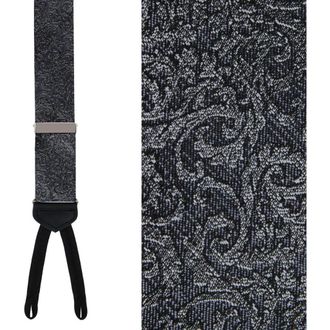 Trafalgar Store Esteban Scrolling Vines Tone on Tone Patterned Silk Formal End Brace in Silver And Black at Nordstrom