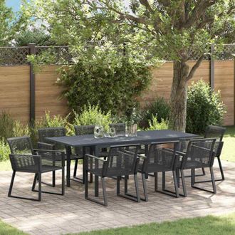 vidaXL Conjunto De Comedor De Jard&iacute;n 9 Pcs Negro Polirat&aacute;n Vidaxl