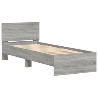 Berkfield Home Durable Bed Frame Frame with LED Lights Grey Sonoma 90x190 cm Single