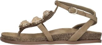 Emanuelle Vee Platte Su&egrave;de Sandaal - Dames - Sandalen - Beige - 39 EU - Su&egrave;de - Schoenen