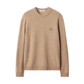 Maison Kitsun&eacute; Truien & Vesten, Heren, Beige, M, Wol, Fox Head Lamswol Comfort Trui