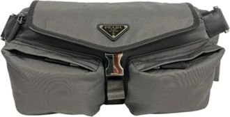 Prada Pre-owned Cross Body Bags, female, Gray, Size: ONE SIZE Pre-owned Nylon prada-bags