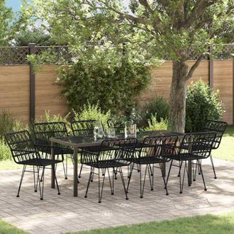vidaXL Conjunto De Comedor De Jard&iacute;n 9 Pcs Negro Vidaxl
