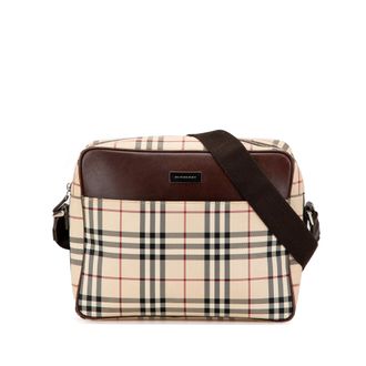 Burberry Pre-owned Womens Crossbody Bag Classic Check Design - Ivory Textile - One Size