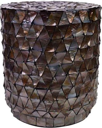 Wanderlust Deco Mesa Auxiliar De Madera Y Madreperla Marron D40x51/7